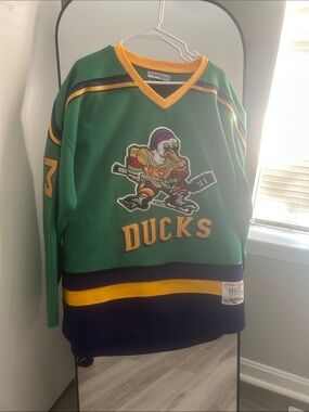 Green Ducks Hockey Jersey with Yellow Accents